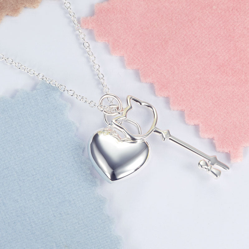 Collar con colgante de llave de corazón en plata de ley para niñas