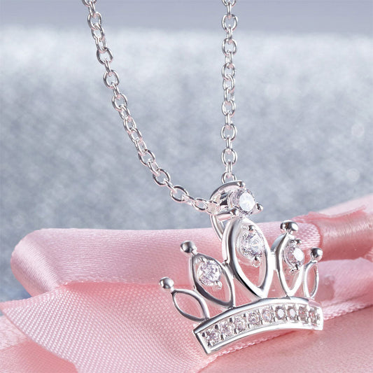 Crown Pendant Necklace in Sterling Silver for Girls