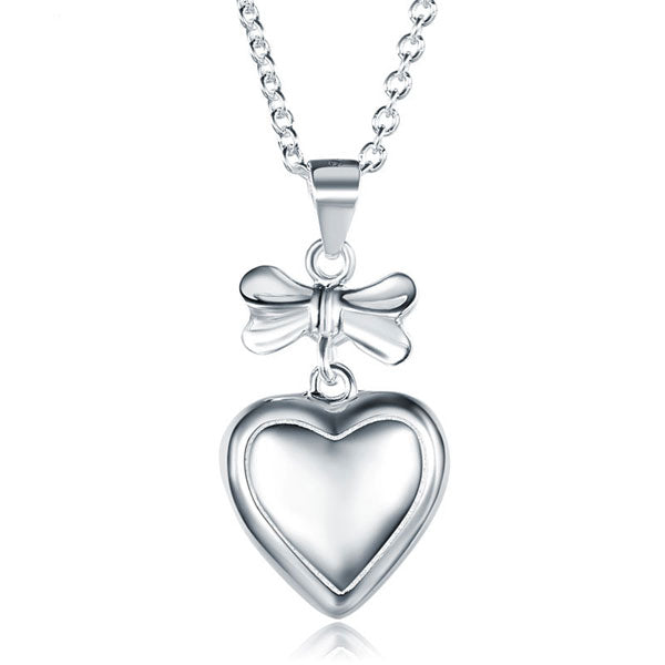 Collar con colgante de corazón de cinta en plata de ley para niñas