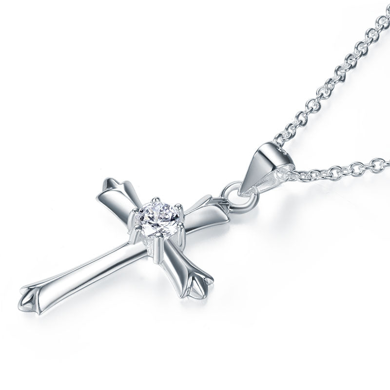 Cross Pendant Necklace in Sterling Silver for Girls