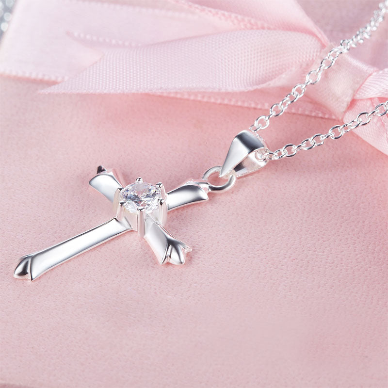 Cross Pendant Necklace in Sterling Silver for Girls