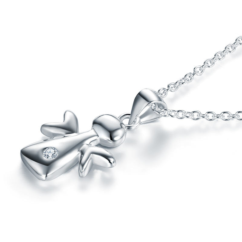 Angel Pendant Necklace in Sterling Silver for Girls