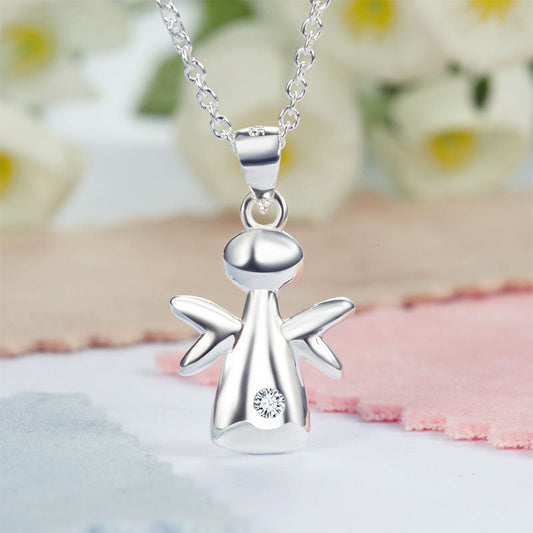 Angel Pendant Necklace in Sterling Silver for Girls
