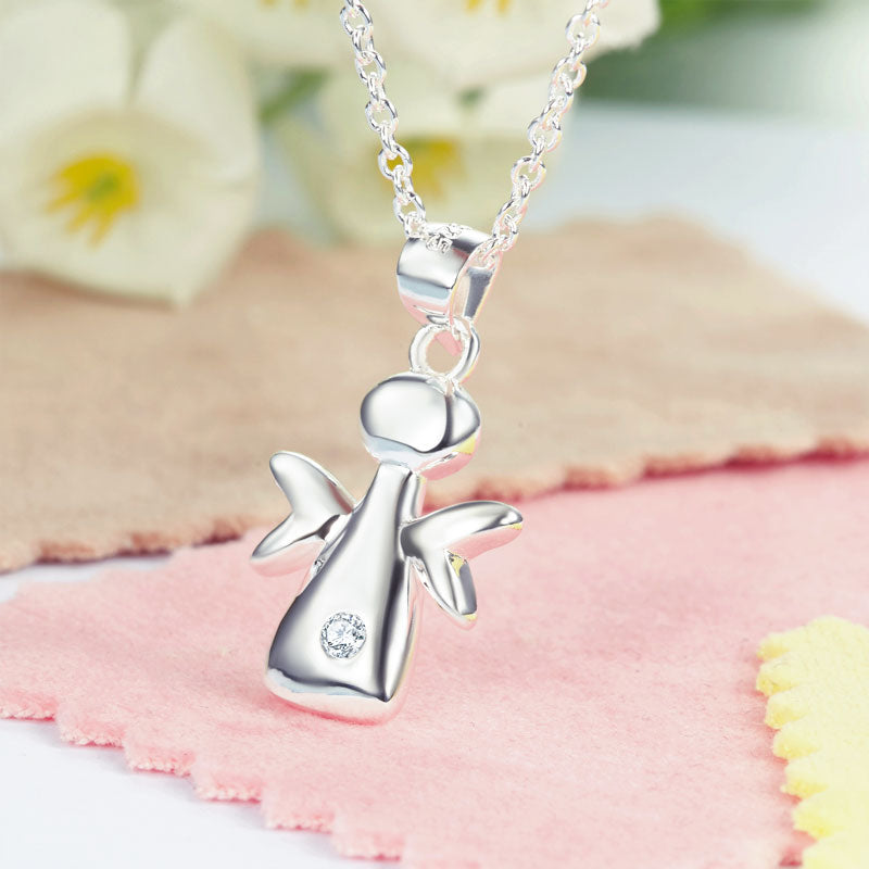 Angel Pendant Necklace in Sterling Silver for Girls