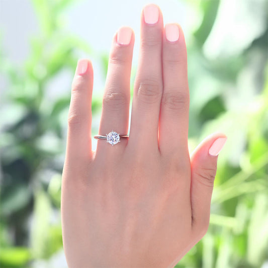 1 CT. Round Simulated Diamond Solitaire Engagement Ring in Sterling Silver