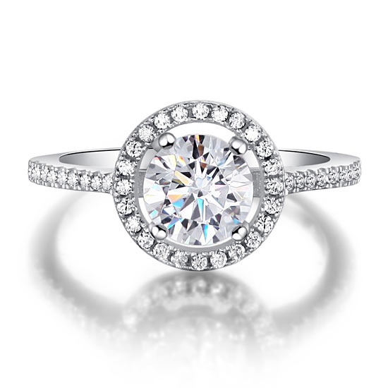 1.25 CT. Round Simulated Diamond Halo Ring in Sterling Silver