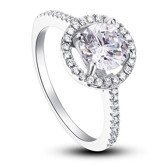 1.25 CT. Round Simulated Diamond Halo Ring in Sterling Silver