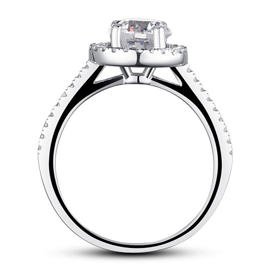 1.25 CT. Round Simulated Diamond Halo Ring in Sterling Silver