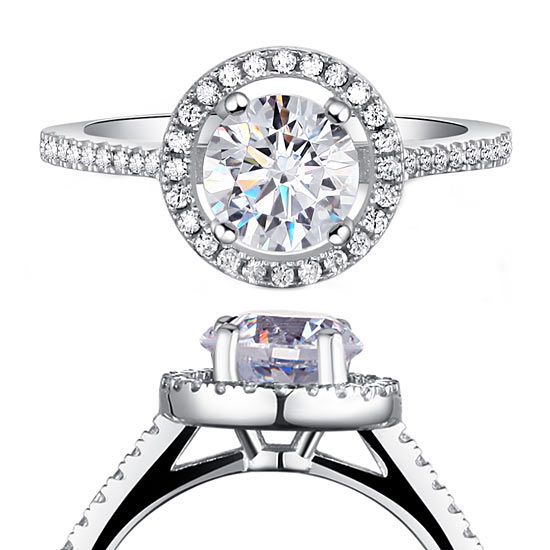 1.25 CT. Round Simulated Diamond Halo Ring in Sterling Silver