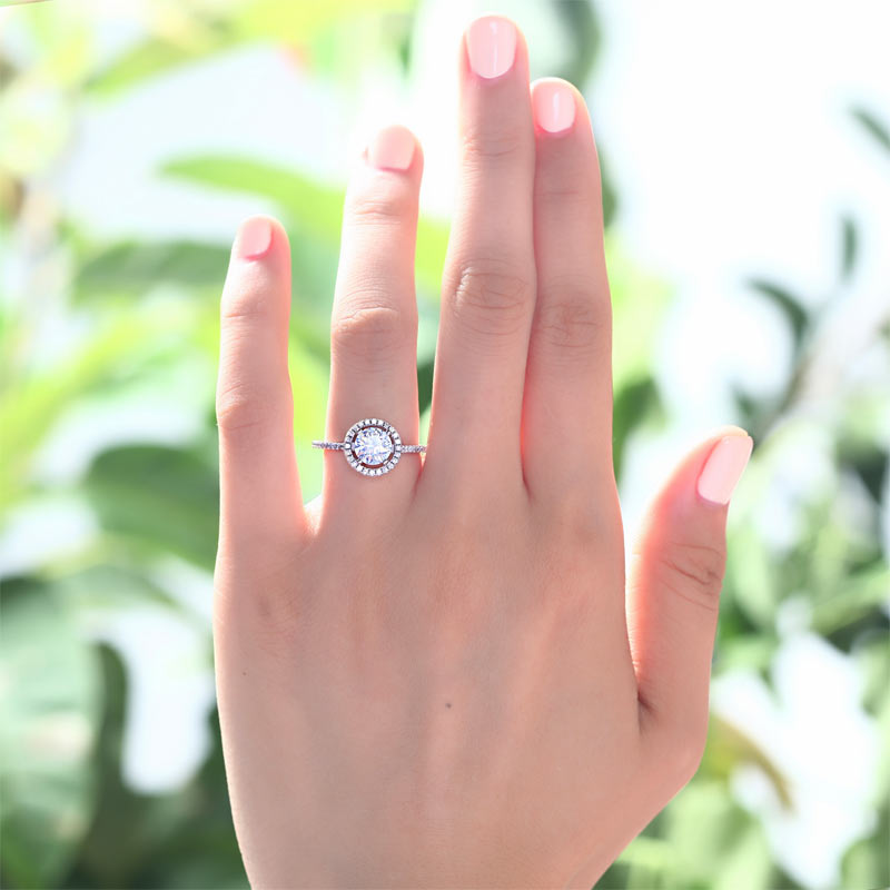 1.25 CT. Round Simulated Diamond Halo Ring in Sterling Silver