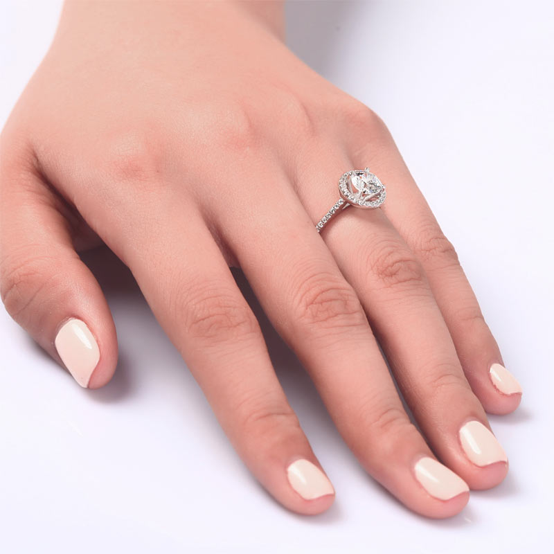 1.25 CT. Round Simulated Diamond Halo Ring in Sterling Silver