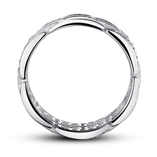 Alliance anniversaire en argent sterling avec diamants simulés superposés