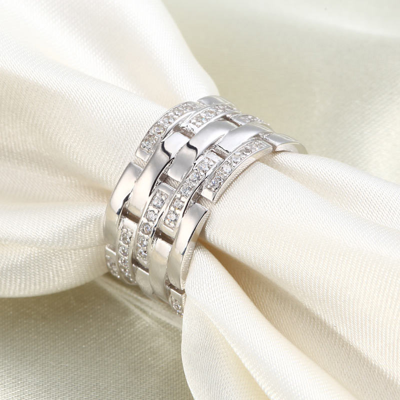 Alliance anniversaire en argent sterling avec diamants simulés superposés
