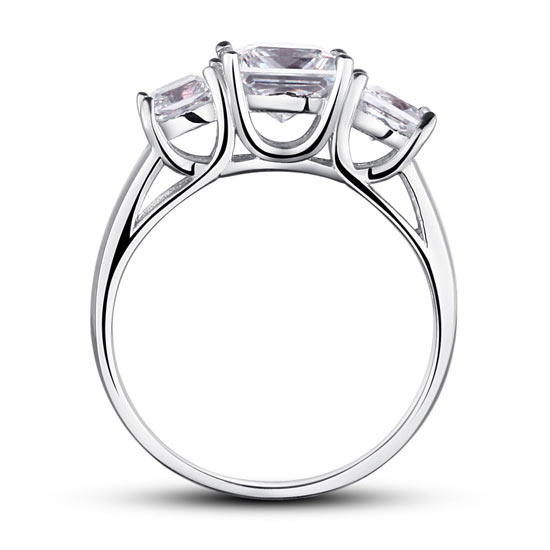 1.5 CT. Three-Stone Princess Cut Simulated Diamond Ring in Sterling Silver