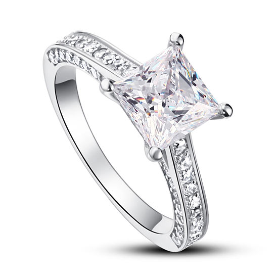 1.5 CT. Princess Cut Simulated Diamond Engagement Ring in Sterling Silver