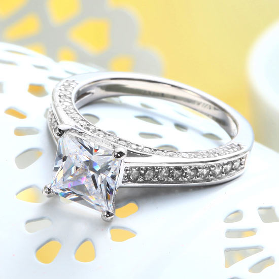1.5 CT. Princess Cut Simulated Diamond Engagement Ring in Sterling Silver