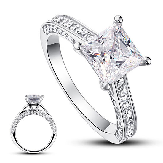 1.5 CT. Princess Cut Simulated Diamond Engagement Ring in Sterling Silver