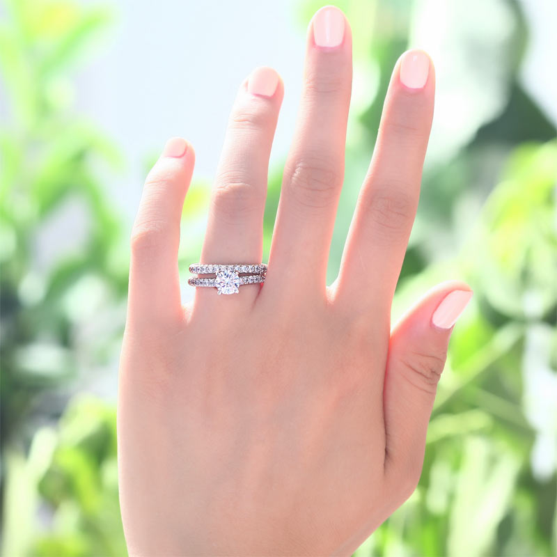 1 CT. Simulated Diamond Semi Eternity Rope Bridal Set in Sterling Silver