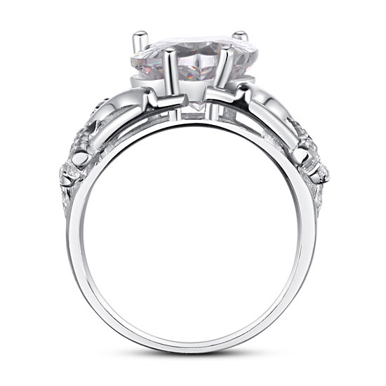 Bague en argent sterling avec diamant simulé taille poire de 4 carats