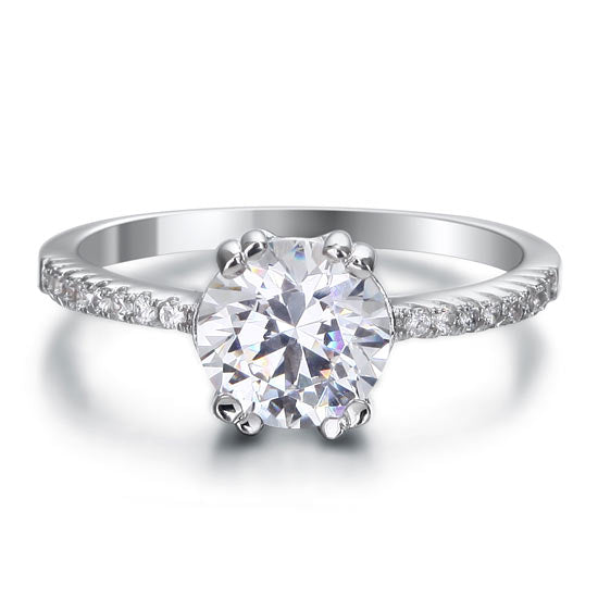 2 CT. Round Simulated Diamond Ring in Sterling Silver