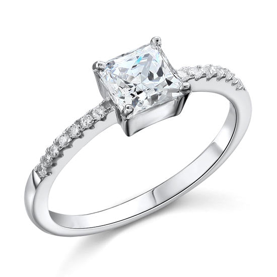 1 CT. Princess Cut Simulated Diamond Engagement Ring in Sterling Silver