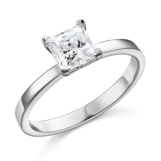 1 CT. Princess Cut Simulated Diamond Solitaire Engagement Ring in Sterling Silver