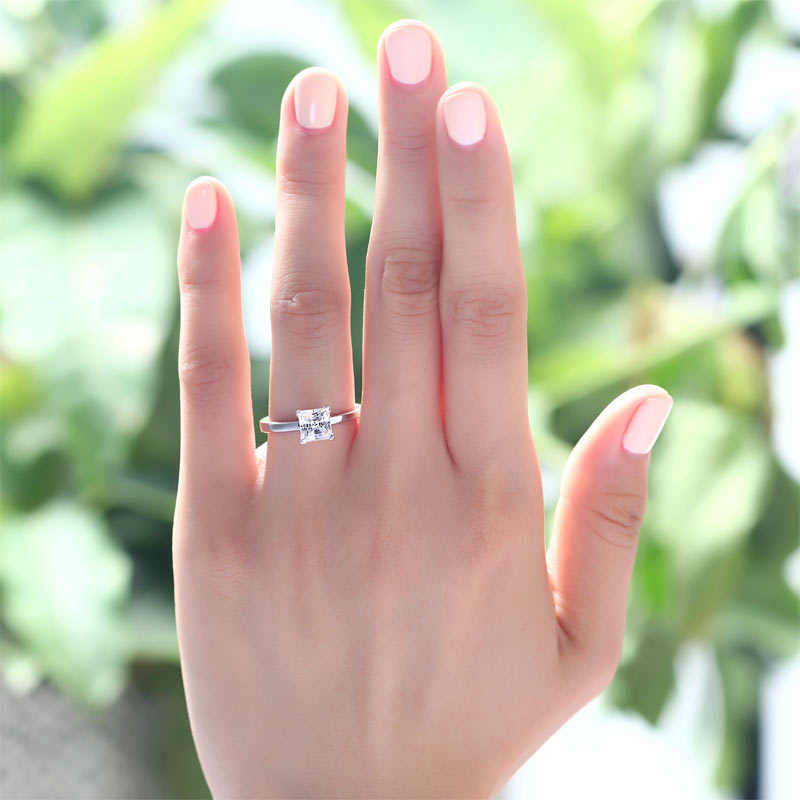 1 CT. Princess Cut Simulated Diamond Solitaire Engagement Ring in Sterling Silver