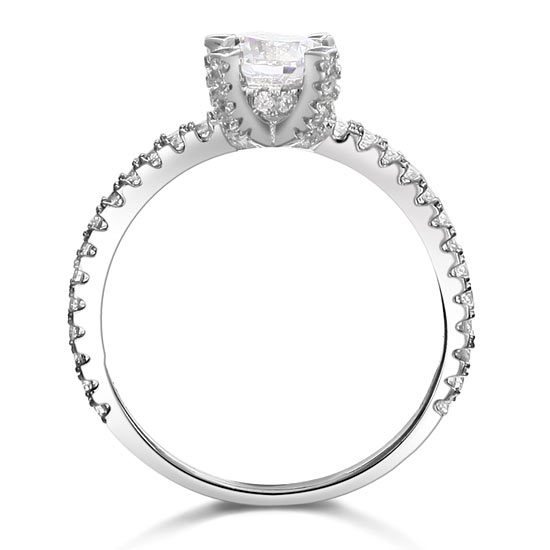 1 CT. Round Simulated Diamond Pavé Ring in Sterling Silver