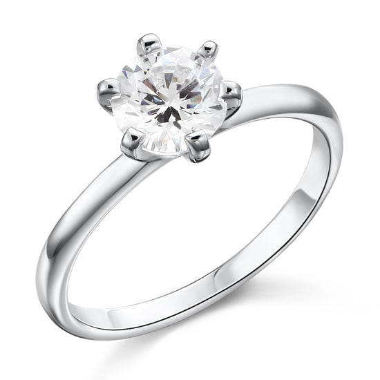 1 CT. Round Simulated Diamond Solitaire Ring in Sterling Silver