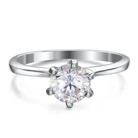 1 CT. Round Simulated Diamond Solitaire Ring in Sterling Silver