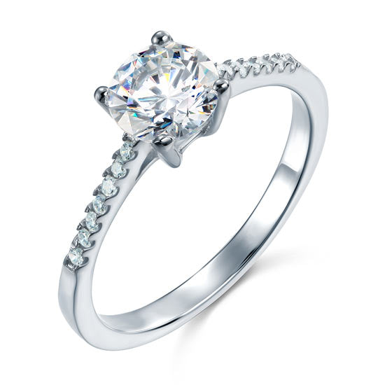 1.25 CT. Round Simulated Diamond Pavé Ring in Sterling Silver