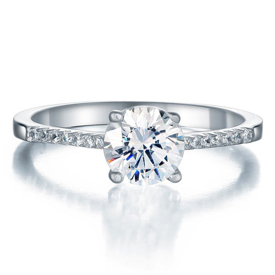 1.25 CT. Round Simulated Diamond Pavé Ring in Sterling Silver