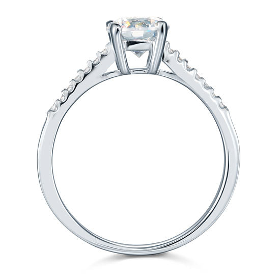 1.25 CT. Round Simulated Diamond Pavé Ring in Sterling Silver