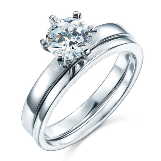 1.25 CT. Round Solitaire Simulated Diamond Bridal Set in Sterling Silver