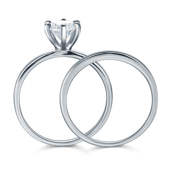 1.25 CT. Round Solitaire Simulated Diamond Bridal Set in Sterling Silver