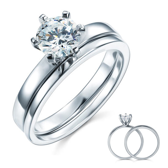 1.25 CT. Round Solitaire Simulated Diamond Bridal Set in Sterling Silver