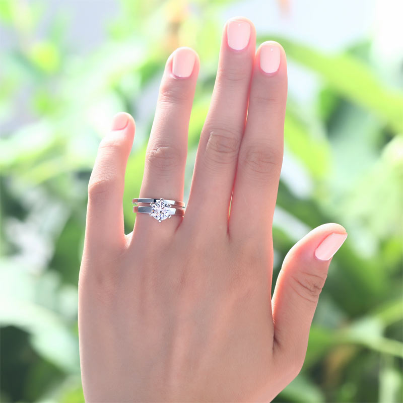 1.25 CT. Round Solitaire Simulated Diamond Bridal Set in Sterling Silver