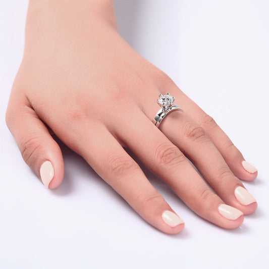 1.25 CT. Round Solitaire Simulated Diamond Bridal Set in Sterling Silver