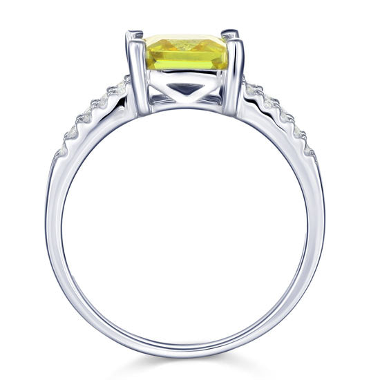 Anillo de doble cuerpo con diamante simulado amarillo de talla princesa de 2 quilates en plata de ley