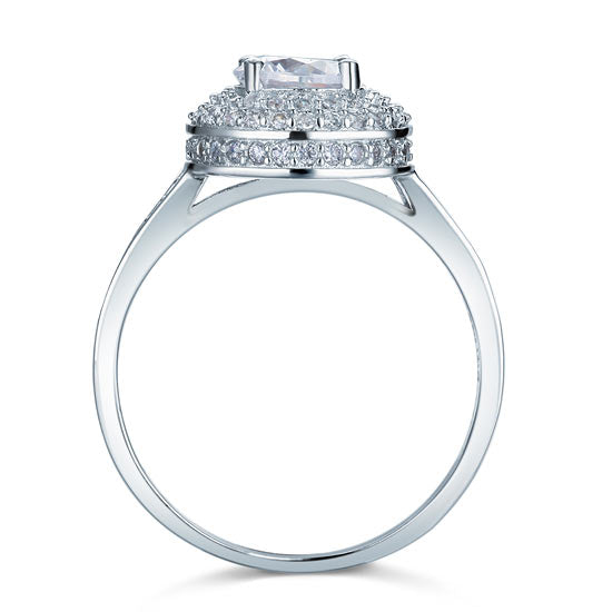 1 CT. Round Simulated Diamond Double Halo Ring in Sterling Silver