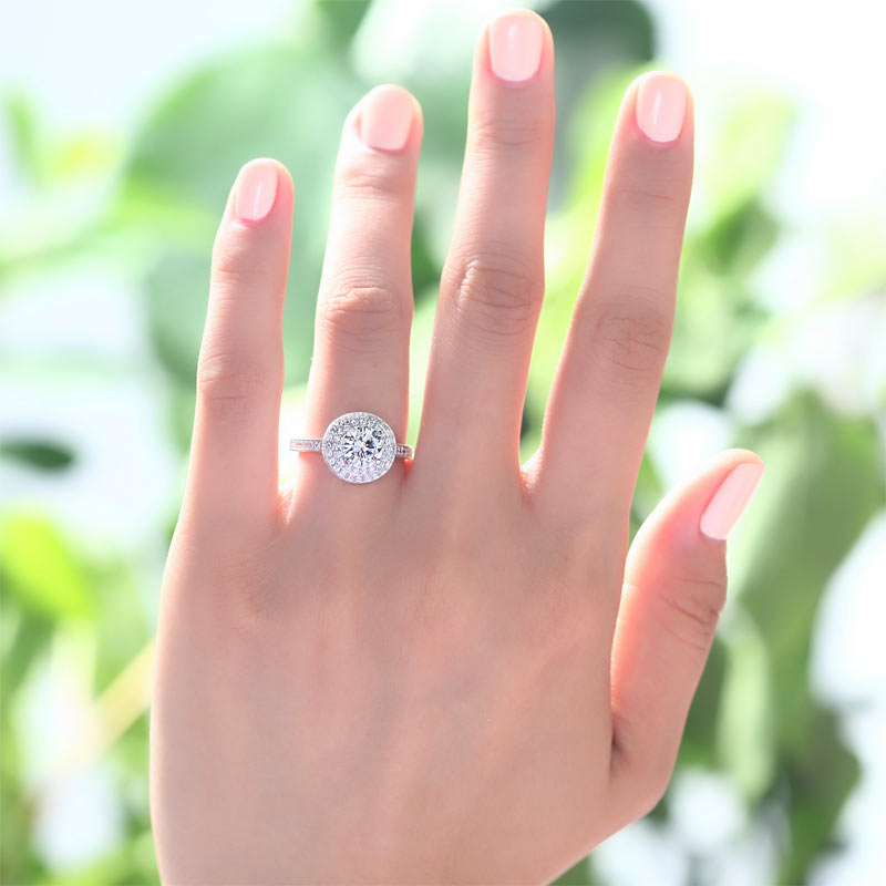 1 CT. Round Simulated Diamond Double Halo Ring in Sterling Silver