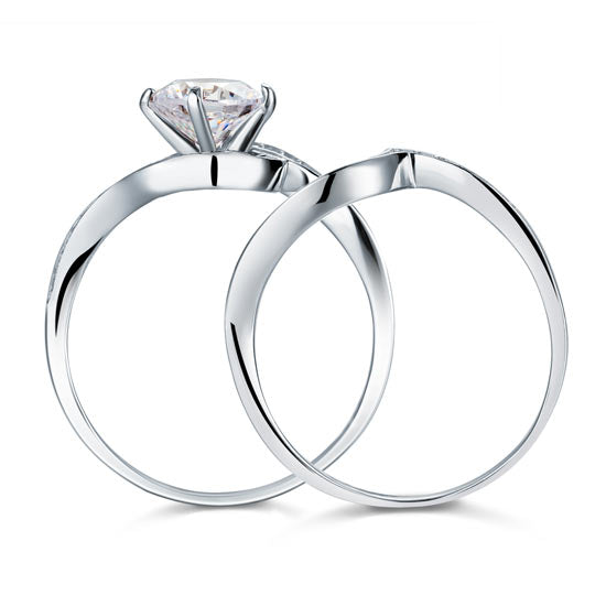 1.25 CT. Simulated Diamond Swirl Bridal Set in Sterling Silver