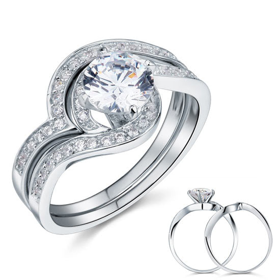 1.25 CT. Simulated Diamond Swirl Bridal Set in Sterling Silver