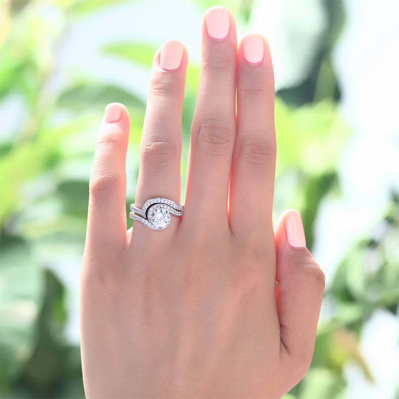 1.25 CT. Simulated Diamond Swirl Bridal Set in Sterling Silver