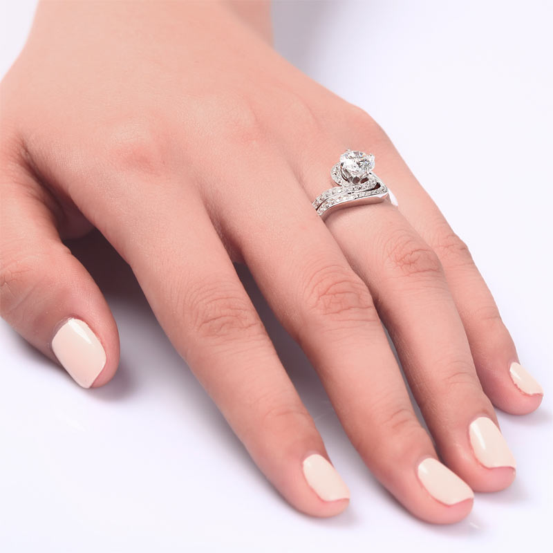 1.25 CT. Simulated Diamond Swirl Bridal Set in Sterling Silver