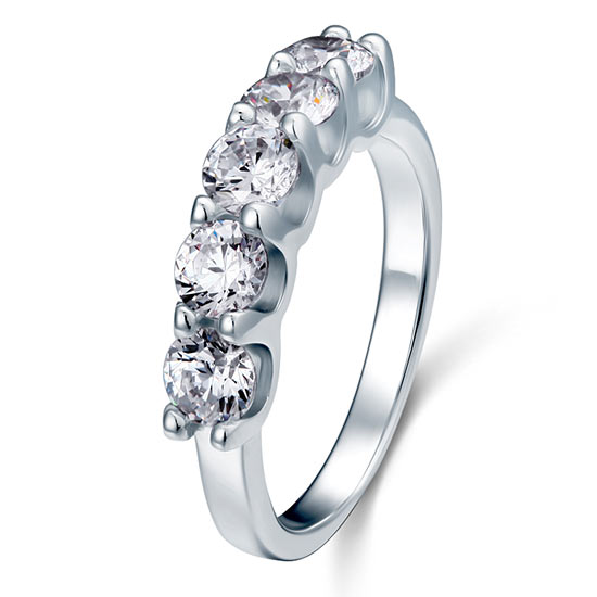 1.25 CT. Five-Stone Simulated Diamond Ring in Sterling Silver