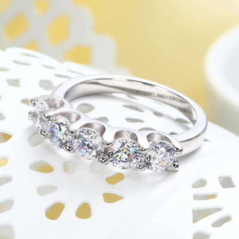 1.25 CT. Five-Stone Simulated Diamond Ring in Sterling Silver