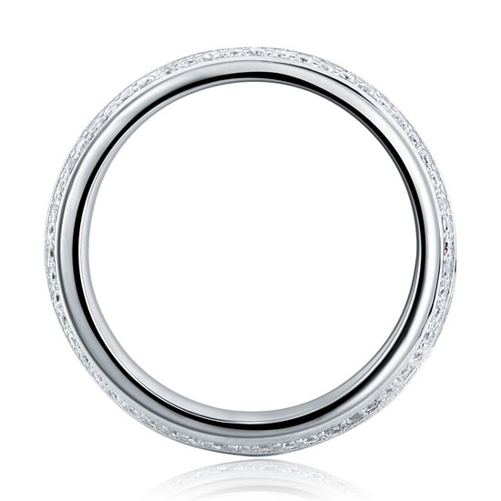 Alianza de boda de doble eternidad con diamantes simulados en plata de ley
