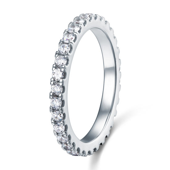 Alliance en argent sterling avec diamants synthétiques ronds de 2 mm