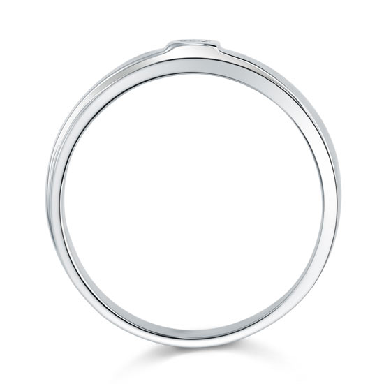 Alliance en argent sterling avec diamants simulés en forme de cœur